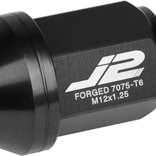 J2 Engineering LN-T7-024-125-RD 20Pcs M12 x 1.25 7075-T6 Aluminum 35mm Close-End Lug Nut w/Socket Adapter (Red)