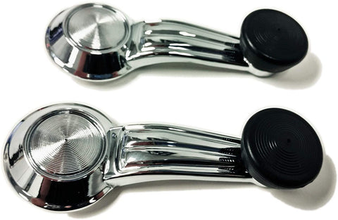 1967-76 Chevy Truck Window Cranks Pair W/Black Knobs, Kit - Fits Gm 1952-1990
