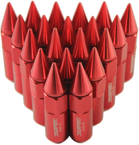 JDMSPEED New Red 20PCS M12X1.5 Cap Spiked Extended Tuner 60mm Aluminum Wheels Rims Lug Nuts