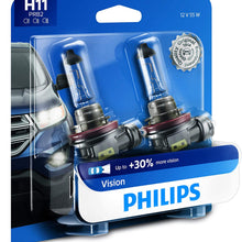 Philips H11 Vision Upgrade Headlight Bulb with up to 30% More Vision, 2 Pack,12362PRB2