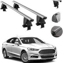 Roof Rack Cross Bars Lockable Luggage Carrier Smooth Roof Cars | Fits Ford Fusion 2014-2020 Silver Aluminum Cargo Carrier Rooftop Bars | Automotive Exterior Accessories
