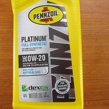 Mopar 6 Quarts of Pennzoil Platinum Full Synthetic Dexos SAE 0W-20 Oil