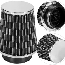 Air Filter, Car High Flow Cold Air Filter Intake Induction Kit High Power Mesh Cone(Black)