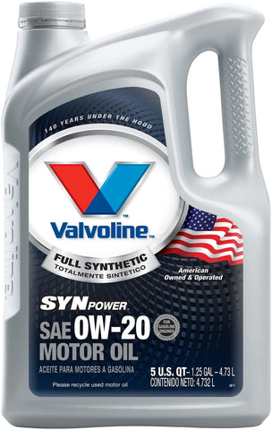 Valvoline SynPower 0W-20 Full Synthetic Motor Oil - 5qt (Case of 3) (813460-3PK)