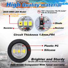 30 Pcs TMH 3/4 Inch Surface Mount 10 pcs Amber + 10 pcs Red + 10 pcs White LED Clearance Markers Bullet Marker lights, side marker lights, led marker lights, led trailer marker lights
