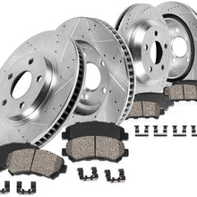 Callahan CDS03153 FRONT 332mm + REAR 319.84mm D/S 5 Lug [4] Rotors + Brake Pads + Clips [fit Range Rover Sport Hse]