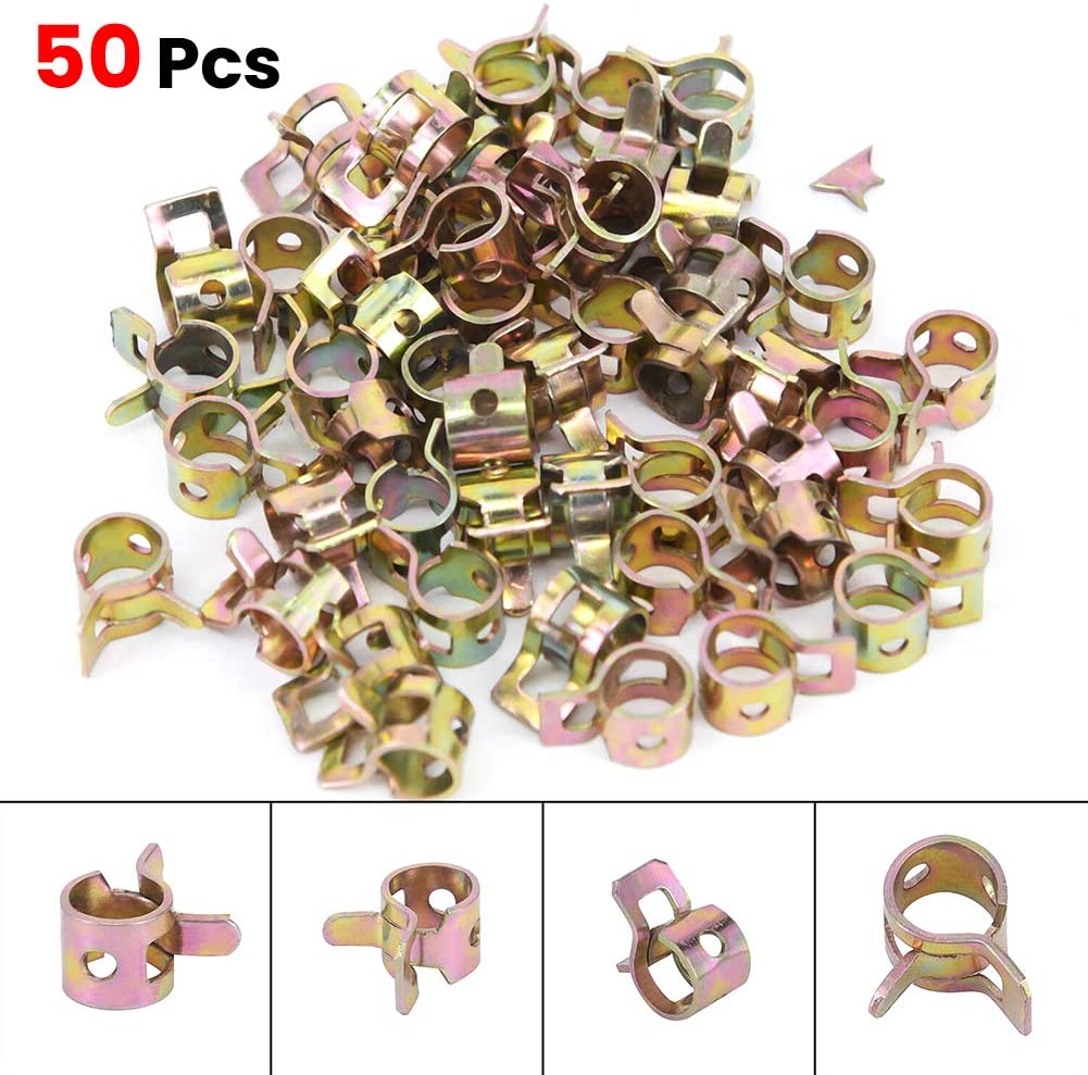 FADZECO 50x 1/4 6mm Spring Steel Clip Fuel Oil Line Rubber Vacuum Hose Clamp Tool Kit
