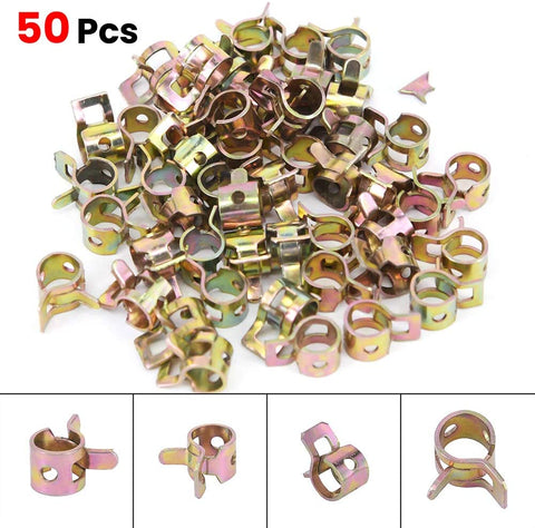 FADZECO 50x 1/4 6mm Spring Steel Clip Fuel Oil Line Rubber Vacuum Hose Clamp Tool Kit