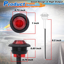 30 Pcs TMH 3/4 Inch Surface Mount 10 pcs Amber + 10 pcs Red + 10 pcs White LED Clearance Markers Bullet Marker lights, side marker lights, led marker lights, led trailer marker lights