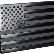 USA American Flag Metal Trailer Hitch Cover (Fits 2" Receivers, Black)