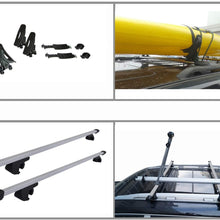 HANSCOSTAR 55" Clamp-Adjustable Raised Rail-Mount Roof Rack Cross Bar+Kayak Saddle Carrier