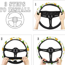 INSTANTARTS Colorful Paws Women Men Auto Interior Accessories Set - 3 pcs,Steering Wheel Cover&Handbrake Cover&Gear Shift Stick Cover for Most Cars