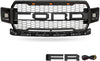 VZ4X4 Black Replacement Grille ABS Front Mesh Grill Fit for 2018 2019 2020 Ford F-150 with 3 Amber LED Lights with Wiring Harness Kits and 2 Side LED Lights, Replaceable Letters