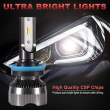 Yorkim H11 LED Headlight Bulb, All-in-One Conversion Kit with Silent Fan, 8000LM CSP Chips, Replacement for Halogen Headlight or High Low Beam Headlamp, Adjustable Perfect Beam 6000K Cool White