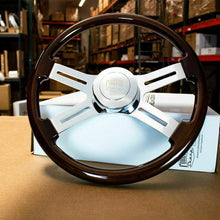 18" Dark Wood Steering Wheel Chrome Dual Spoke Kenworth Peterbilt Hub Included