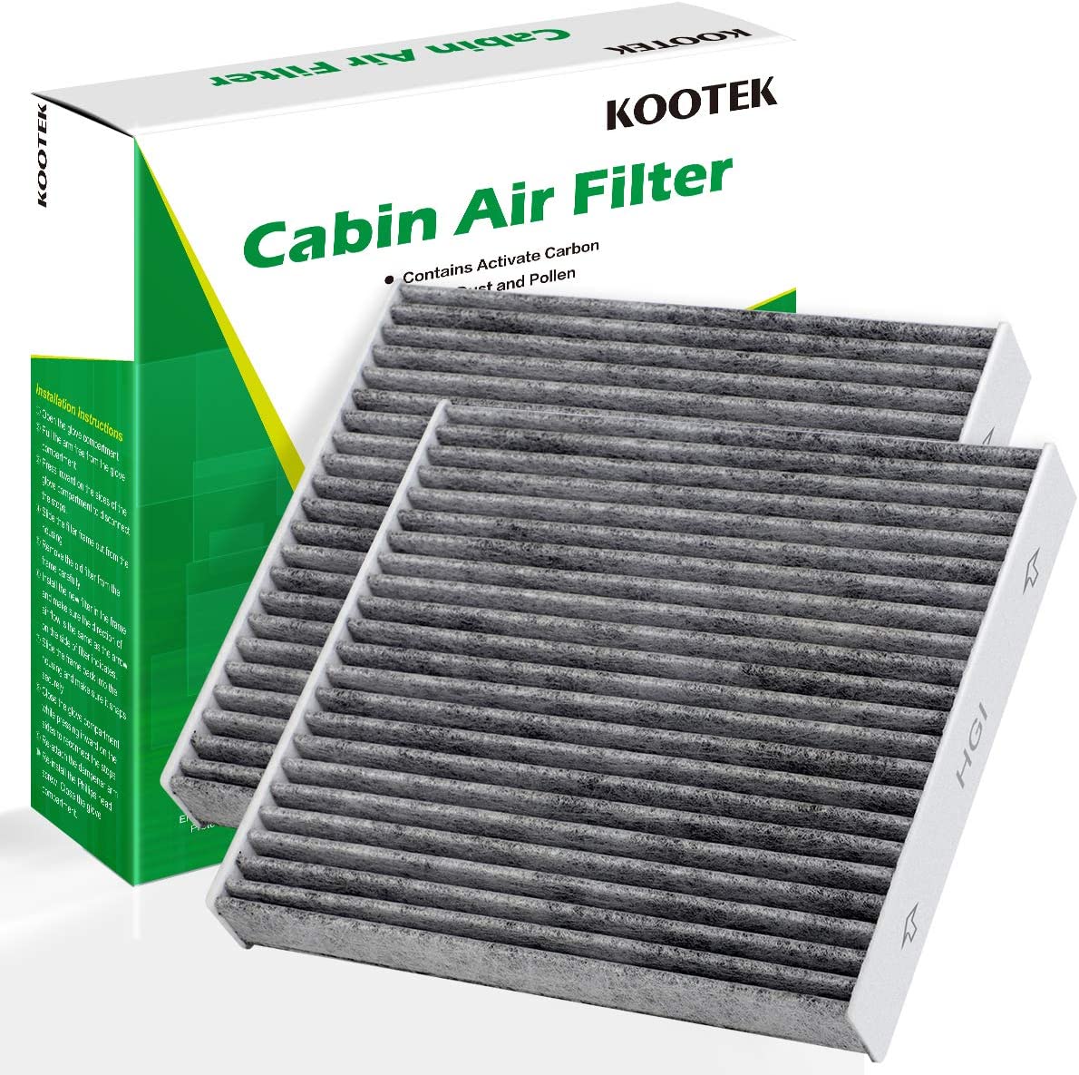 Kootek Cabin Air Filter with Activated Carbon, 2 Pack Replacement for CF10285/CP285/TCF285/Toyota/Lexus/Scion