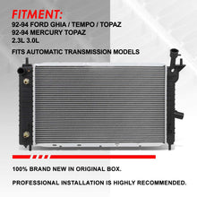 1322 OE Style Aluminum Core Cooling Radiator Replacement for Ford Topaz Tempo Ghia Mercury Topaz 2.3L 3.0L AT 92-94