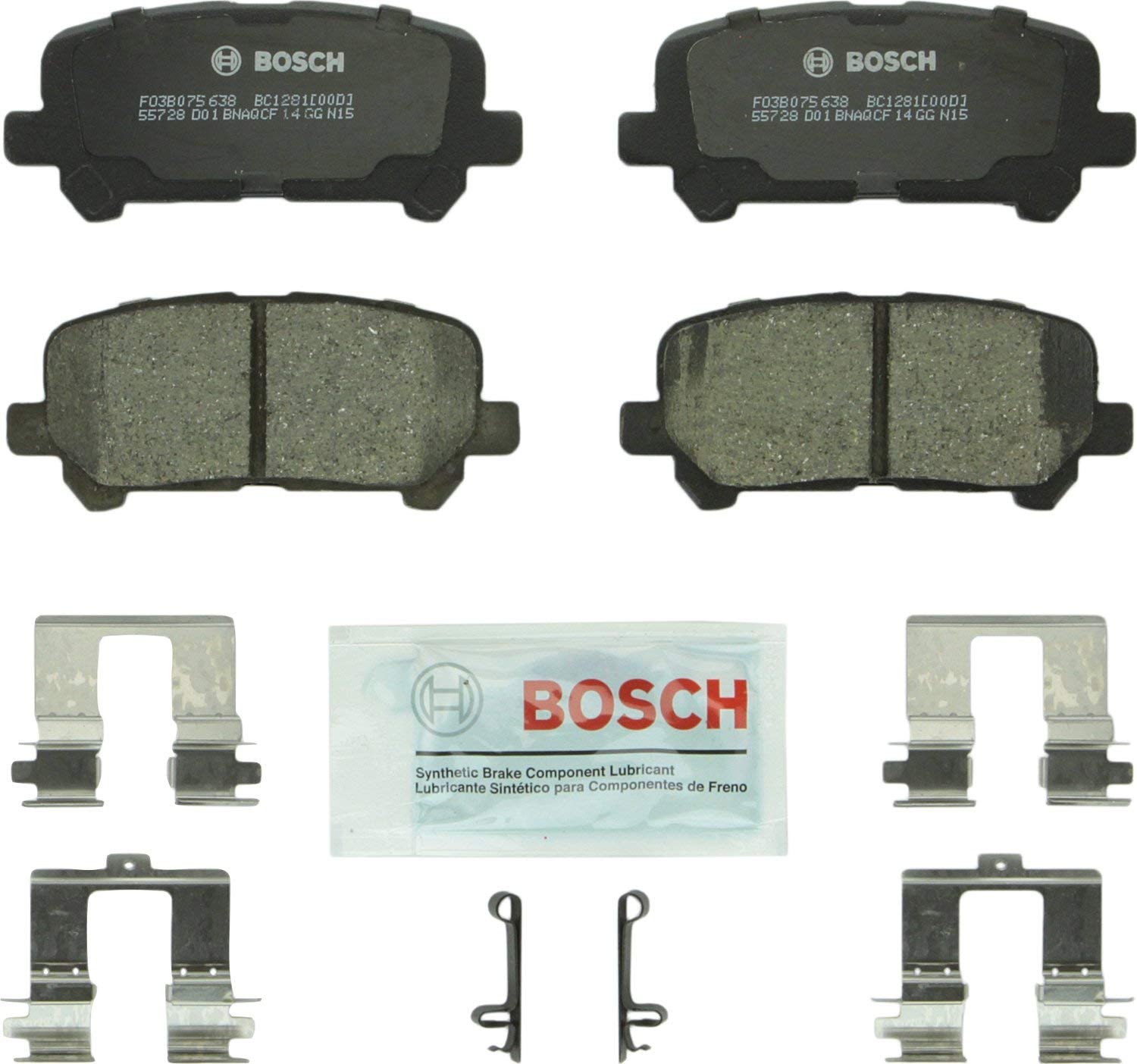 Bosch BC1281 QuietCast Premium Ceramic Disc Brake Pad Set For: Acura MDX, ZDX; Honda Odyssey, Pilot, Rear