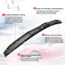 AutopartsMaster Windshield wiper blades Hybrid Front Window U wiper 26" + 16" Car Front Window Windshield wiper blades U J-hook NO.19515-3 (set of 2)