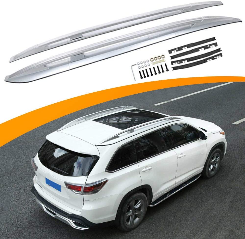 SnailAuto Roof Rails Roof Rack Fit for Toyota Highlander 2014-2019 Silver Side Luggage Carrier Bar