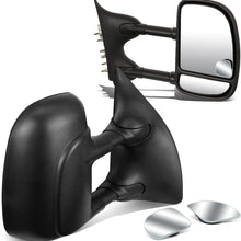Replacement for Super Duty Black Telescoping Manual Extendable Towing Side+Circle Blind Spot Mirror