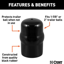 CURT 21801 Black Rubber Trailer Hitch Ball Cover, 1-7/8 or 2-Inch Diameter