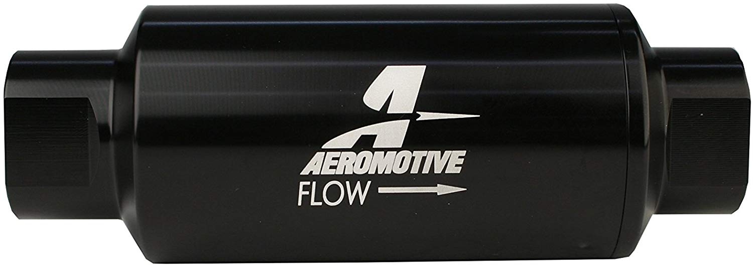 Aeromotive 12324 Filter, In-Line, 100-Micron Stainless Mesh Element, ORB-10 Port, Bright-Dip Black, 2