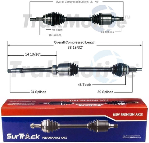 SurTrack Pair Set of 2 Front CV Axle Shafts For Toyota Camry Lexus ES350 3.5l V6