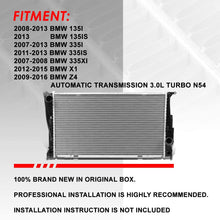 2941 OE Style Aluminum Core AT Radiator Replacement for BMW 135i 135is 335i 335is 335xi X1 Z4 07-16