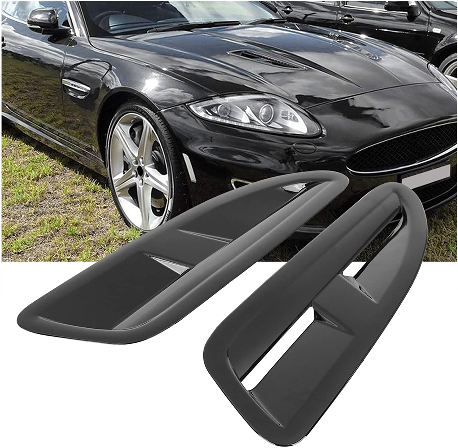 CTZL A Pair Glossy Black Car Vent Scoop Decorative Intake Hood Bonnet Vent Fit for-Jaguar XKR XK8 1997-2015 Hood Scoop