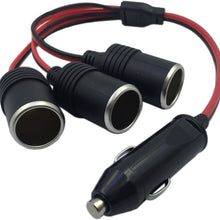 CERRXIAN 1 to 3 Car Cigarette Lighter 12v 24v Power Charger Adapter 3 Way Socket Splitter Female Socket Plug Extension Cord Cable