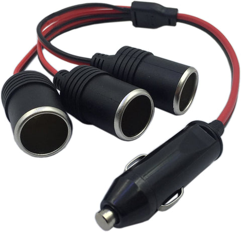 CERRXIAN 1 to 3 Car Cigarette Lighter 12v 24v Power Charger Adapter 3 Way Socket Splitter Female Socket Plug Extension Cord Cable