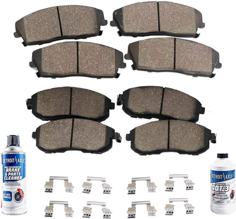 Detroit Axle - Front Rear Ceramic Pads w/Hardware Brake Cleaner Fluid for 2006-2010 Jeep Commander - [2005-2010 Grand Cherokee Exc. SRT-8]