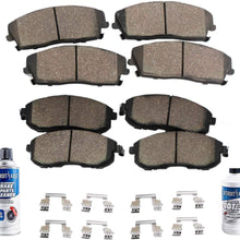 Detroit Axle - Front Rear Ceramic Pads w/Hardware Brake Cleaner Fluid for 2013-2017 Lexus ES300h - [2007-2017 ES350] - 2008-2018 Toyota Avalon - [2008-2017 Camry]