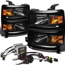 For Chevy Silverado GMT K2XX Headlight+8,000K H11 HID+Thick Ballasts (Black Housing Amber Reflector)