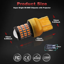 Yorkim Ultra Bright T20 7440 7443 W21W Led Bulb Amber for Backup Reverse Light, Break Light, Tail Light, Turn Signal Light Pack of 2 - Amber
