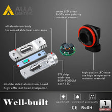 Alla Lighting 3600lm Xtreme Super Bright H11 LED Bulbs H11 Fog Light High Illumination ETI 56-SMD LED H11 Bulb H8 H16 H11 Fog Lights Lamp Replacement - 8000K Ice Blue