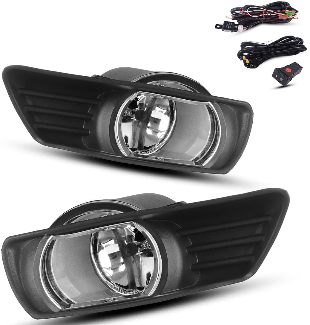 AUTOSAVER88 Fog Lights Compatible with 2007 2008 2009 Toyota Camry Clear Glass Lens with Wiring and Switch Kit