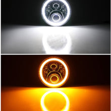 H6024 7 inches Black Led Daymaker Headlight with White Halo and Amber Turn Signal fit for Wrangler JK LJ TJ CJ Hummber H1 H2 Land Rover Defender and More, Pack of 2