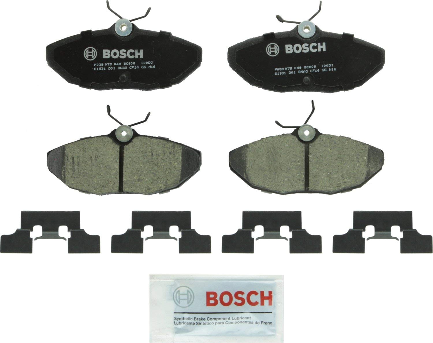 Bosch BC806 QuietCast Premium Ceramic Disc Brake Pad Set For 2002-2005 Ford Thunderbird; Jaguar: 2000-2006 S-Type, 2004-2005 XJ8; 2000-2006 Lincoln LS; Rear