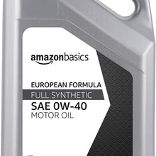 AmazonBasics Full Synthetic Motor Oil, Euro Formula for Turbo-Charged Vehicles, API SN, A3/B4, 0W-40, 5 Quart