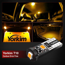 Yorkim 194 Led Bulb Amber Canbus Error Free 3-SMD 2835 Chipsets, T10 Amber Interior Led For Car Dome Map Door Courtesy License Plate Trunk lights with 194 168 W5W 2825 Sockets Pack of 10, Amber Yellow