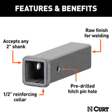 CURT 49090 2-Inch x 9-Inch Weld-On Raw Steel Trailer Hitch Receiver Tube