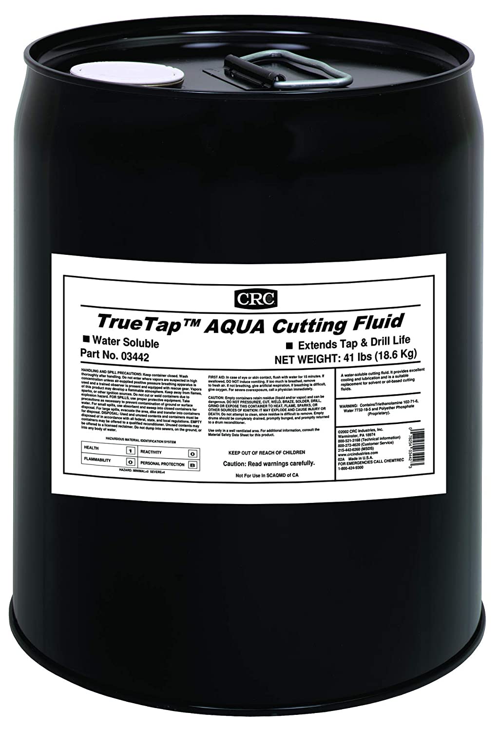 CRC TrueTap Aqua Water Soluble Cutting Fluid, 5 Gallon Pail, Blue