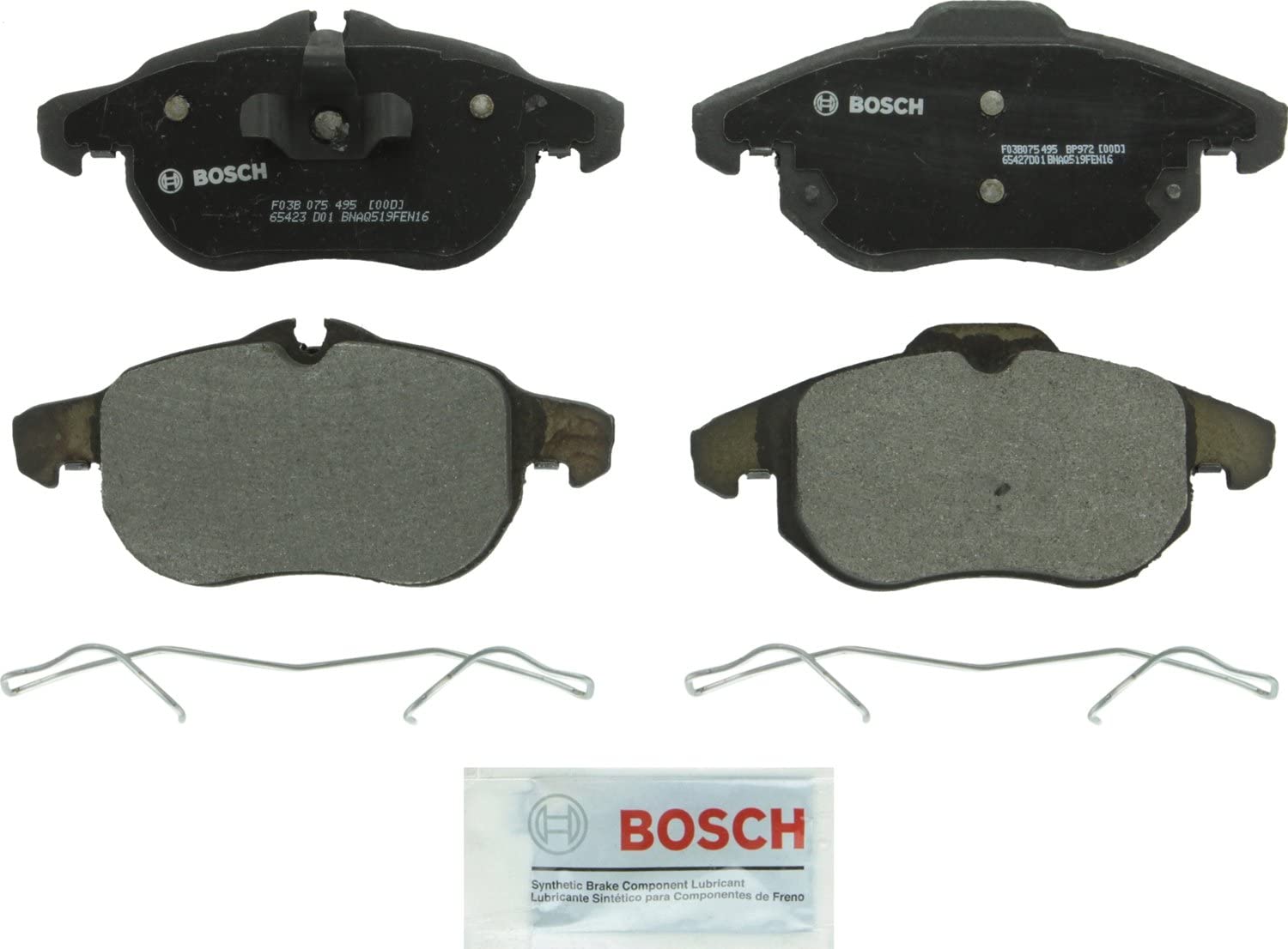 Bosch BP972 QuietCast Premium Semi-Metallic Disc Brake Pad Set For Saab: 2003-2011 9-3, 2010-2011 9-3X; Front