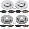 Power Stop K986 Front & Rear Brake Kit with Drilled/Slotted Brake Rotors and Z23 Evolution Ceramic Brake Pads,Silver Zinc Plated