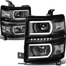 DNA Motoring HL-LB-CS15-BK-CL1 LED DRL+Tube Bar Projector Headlight Black/Clear[14-15 Chevy Silverado]
