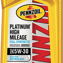 Pennzoil Platinum High Mileage Full Synthetic 5W-30 Motor Oil for Vehicles Over 75K Miles (5-Quart, Single-Pack)