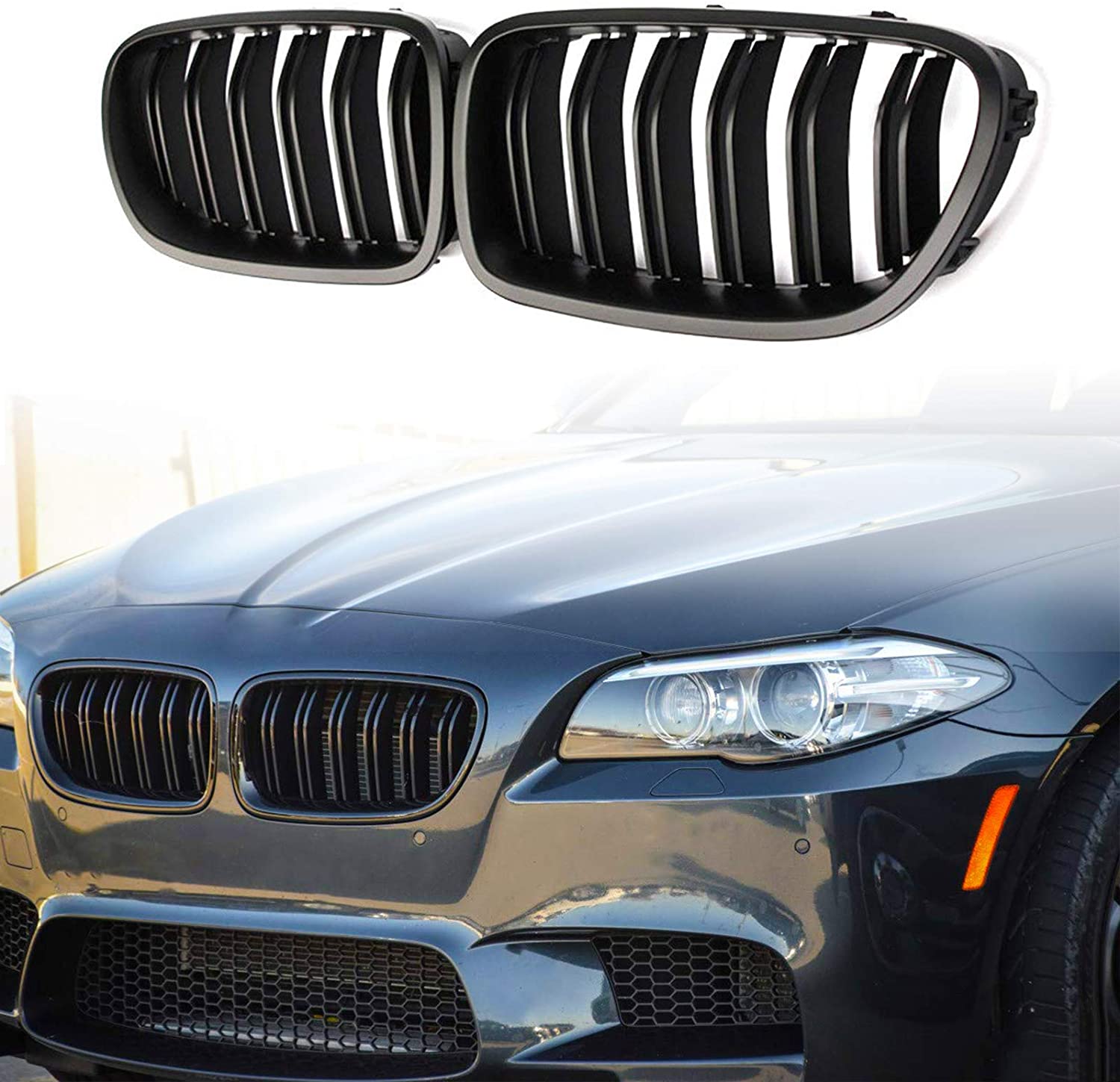 Zealhot Front Kidney Grille Fit for BMW 5 Series F10 F11 F18 2010-2017 (MATTE BLACK)