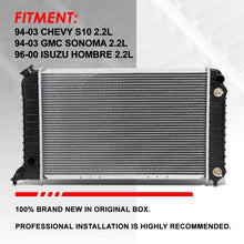 Replacement for Chevy S10 / GMC Sonoma 2.2L 1-5/16 inches Inlet OE Style Aluminum Direct Replacement Racing Radiator